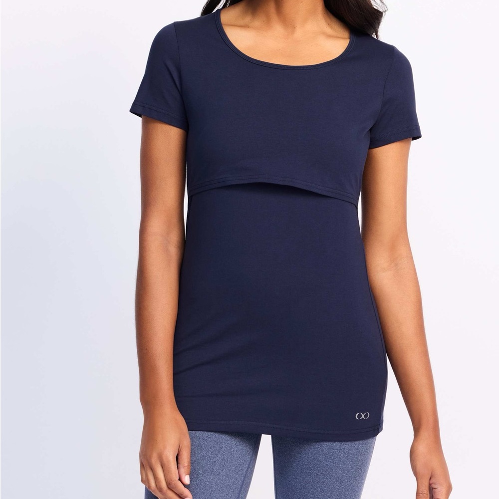 Modern Eternity Blue Fitted Maternity Short Sleeve Tee